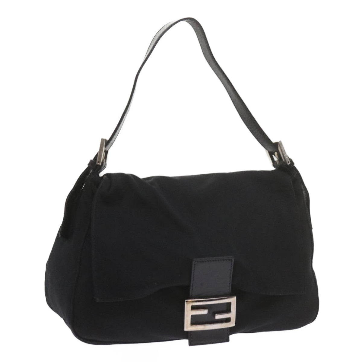 FENDI Mamma Baguette Shoulder Bag Nylon Black 2308 26325 008 Auth ep2543