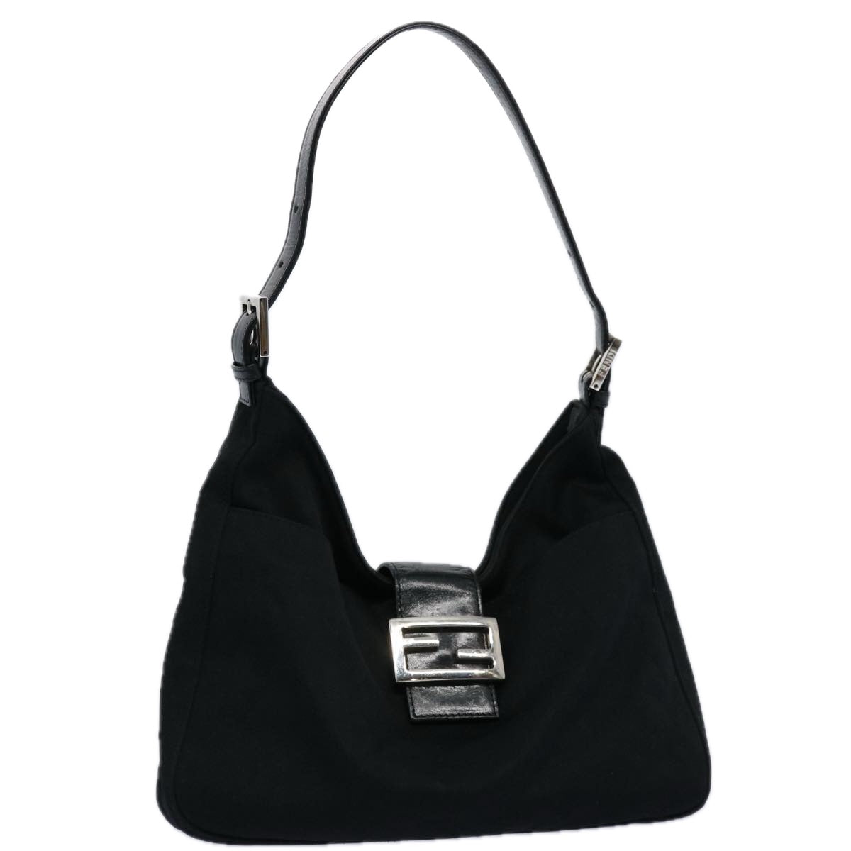 FENDI Mamma Baguette Shoulder Bag Nylon Black 2321 26569 018 Auth ep2547