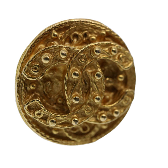 CHANEL Earring Gold Tone CC Auth ep2559