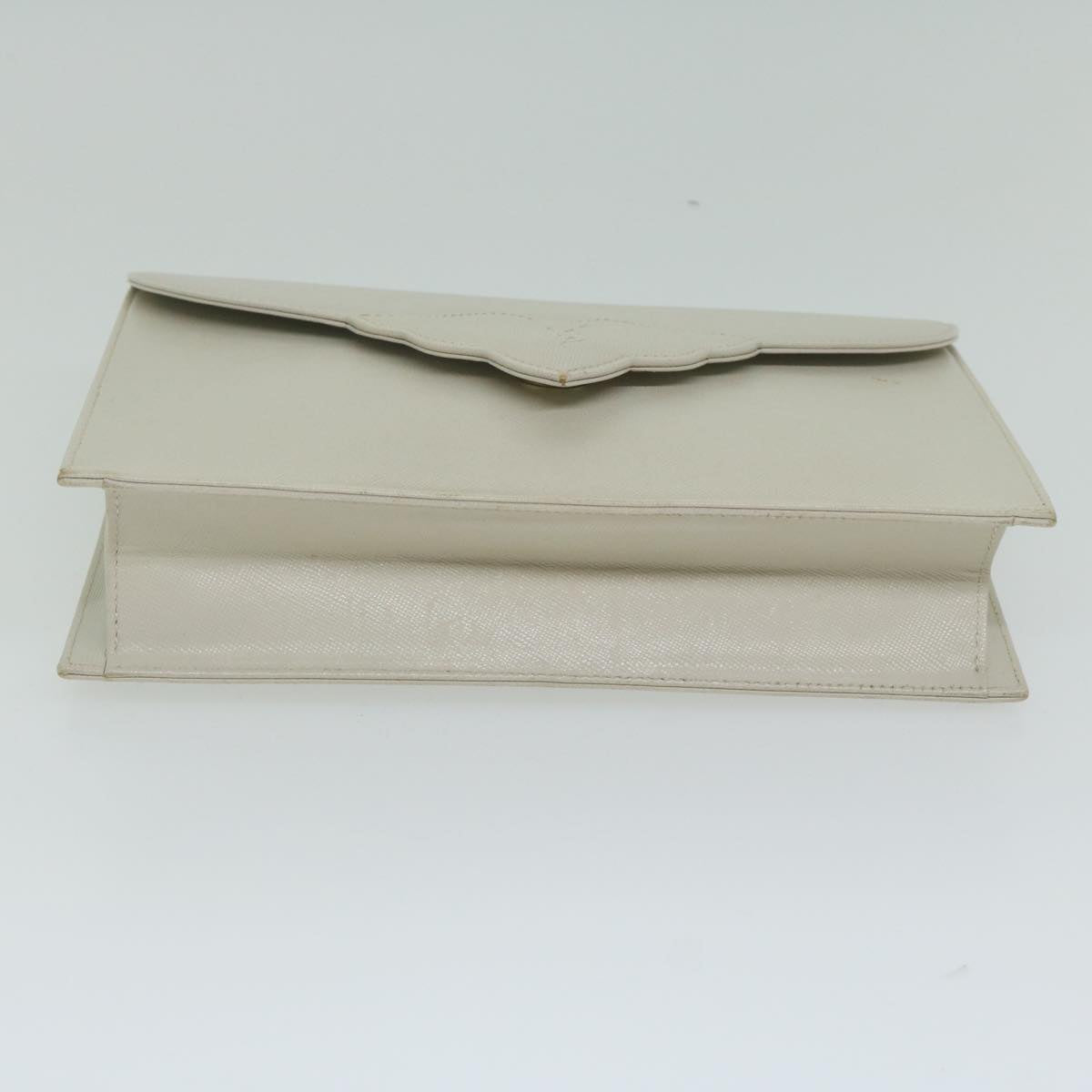 SAINT LAURENT Clutch Bag Leather White Auth ep2566