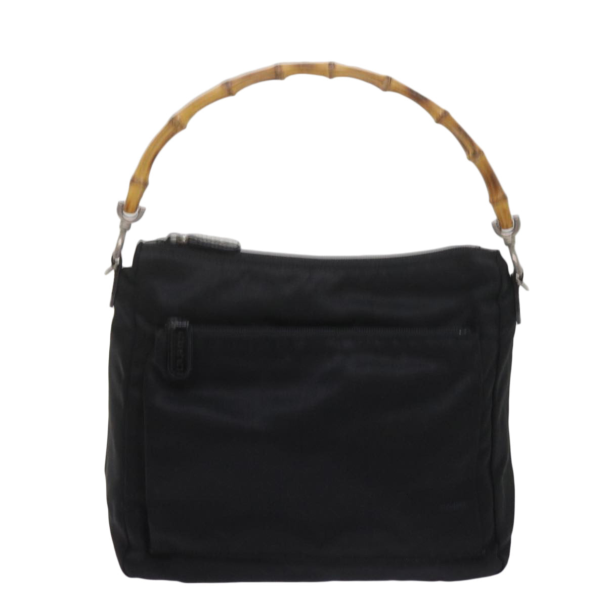 GUCCI Bamboo Shoulder Bag Nylon Black Auth ep2587