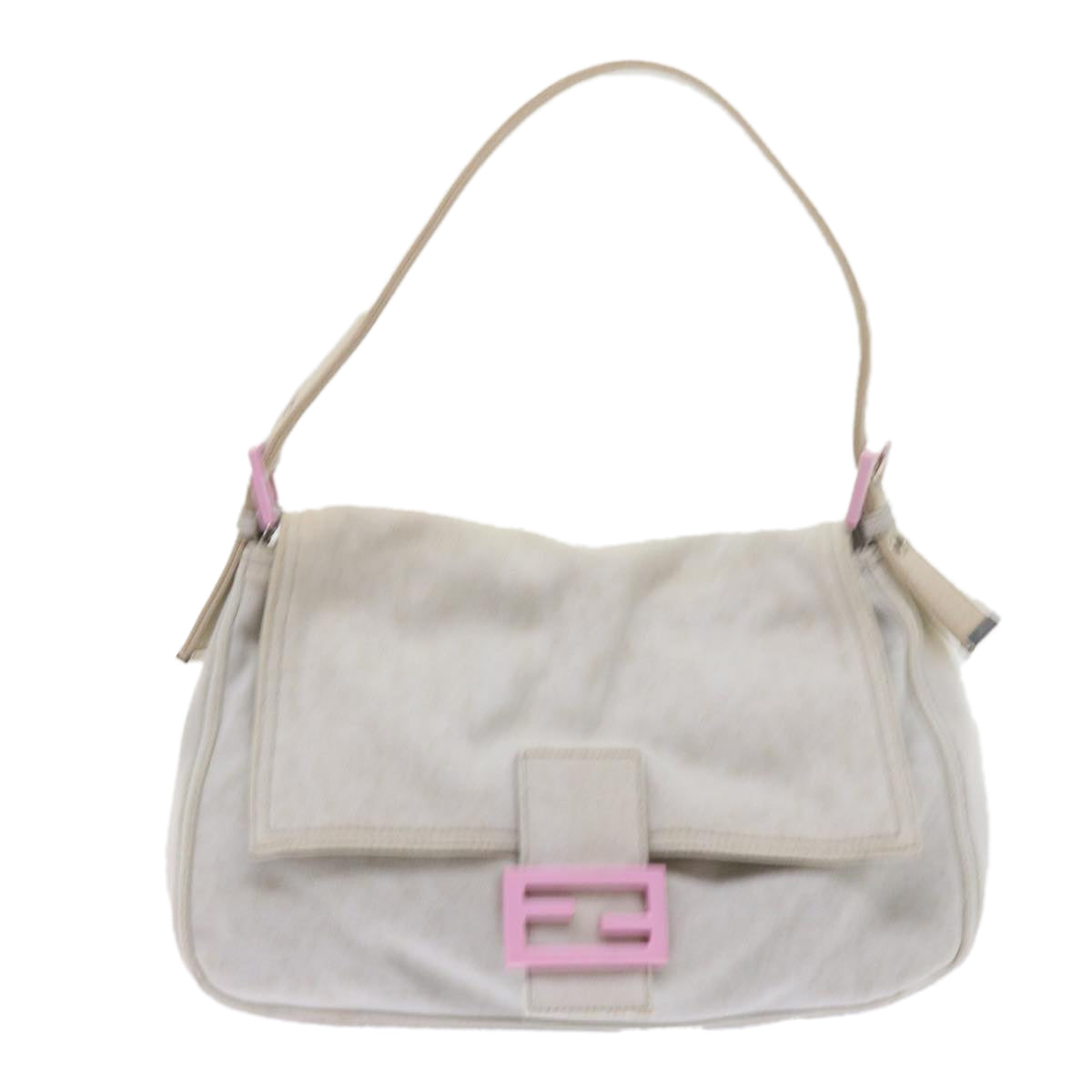 FENDI Mamma Baguette Shoulder Bag cotton White 26325 Auth ep2601 - 0