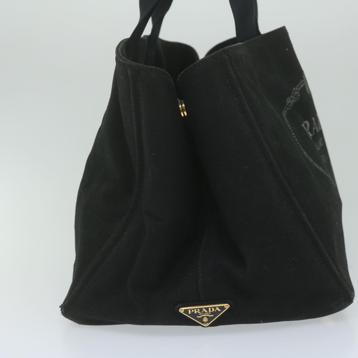 PRADA Canapa GM Hand Bag Canvas Black Auth ep2612