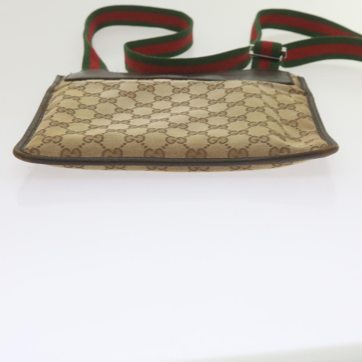 GUCCI GG Canvas Web Sherry Line Shoulder Bag Beige Red Green 27639 Auth ep2613