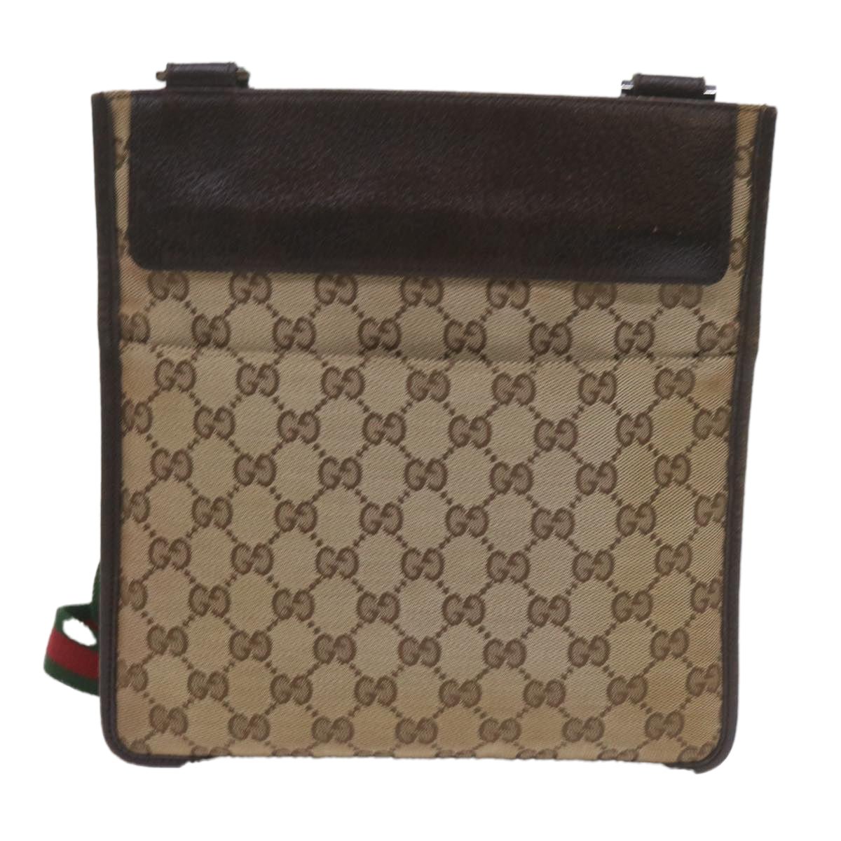 GUCCI GG Canvas Web Sherry Line Shoulder Bag Beige Red Green 27639 Auth ep2613 - 0