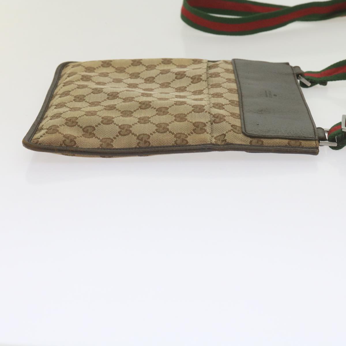 GUCCI GG Canvas Web Sherry Line Shoulder Bag Beige Red Green 27639 Auth ep2613