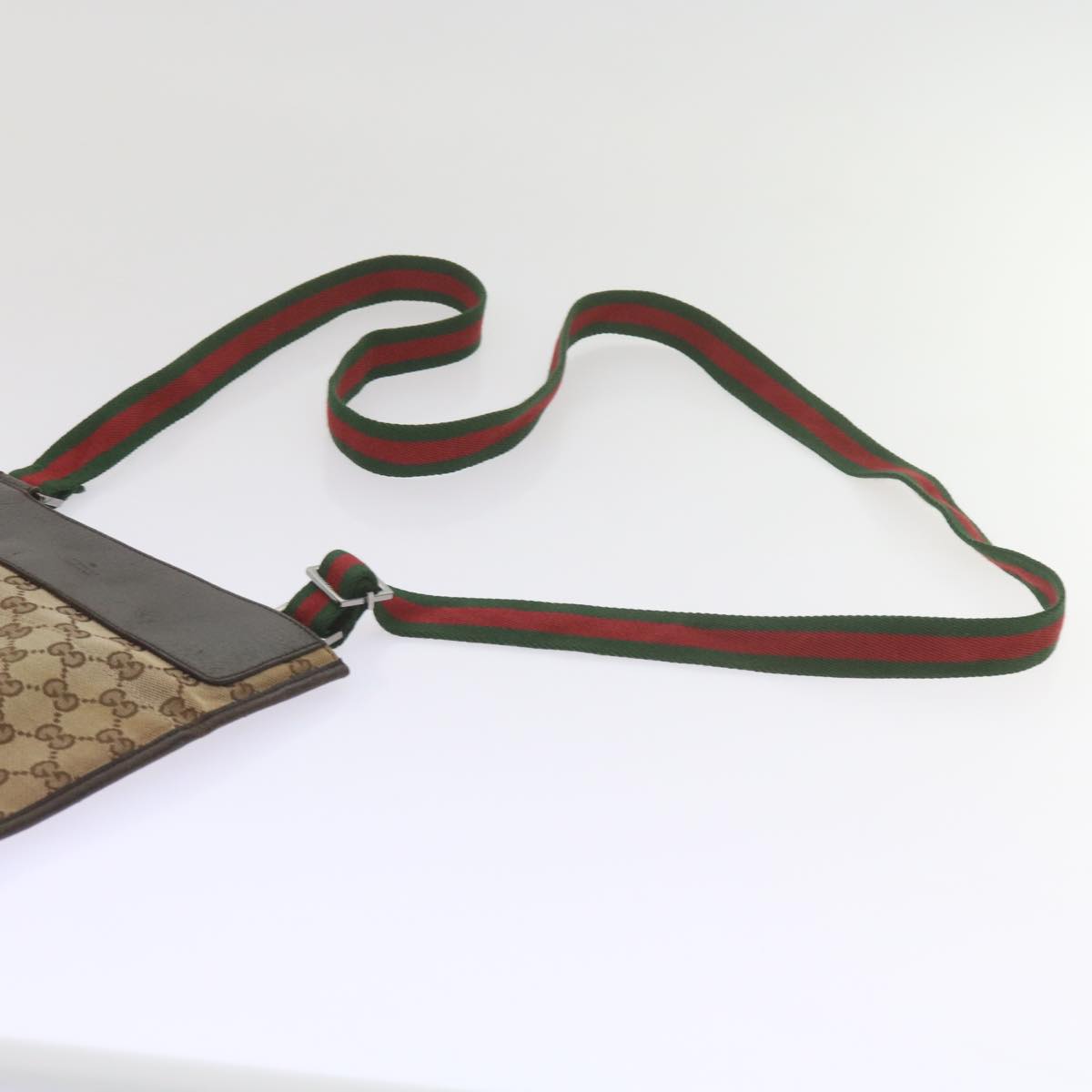 GUCCI GG Canvas Web Sherry Line Shoulder Bag Beige Red Green 27639 Auth ep2613