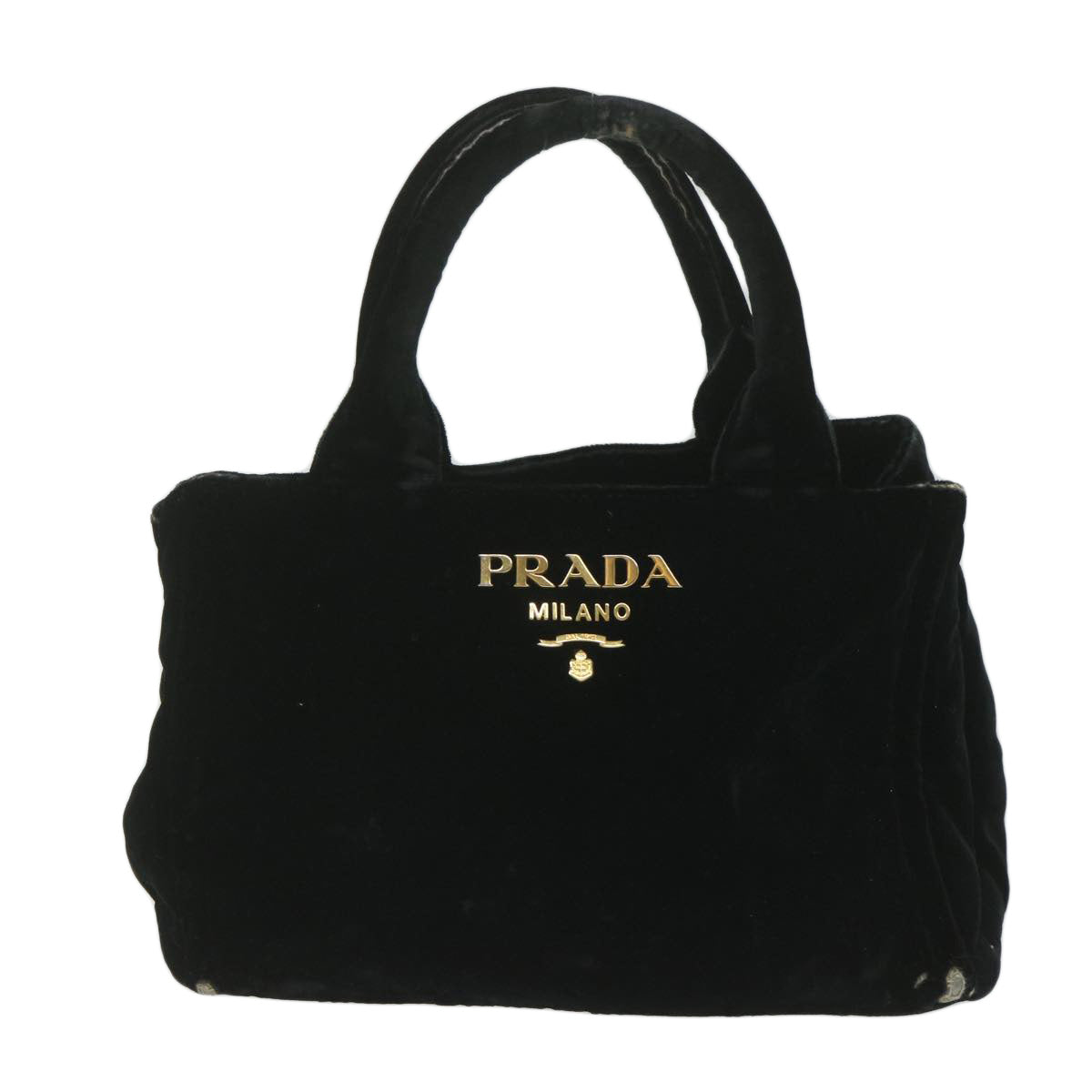 PRADA Canapa PM Hand Bag Velor Black Auth ep2639
