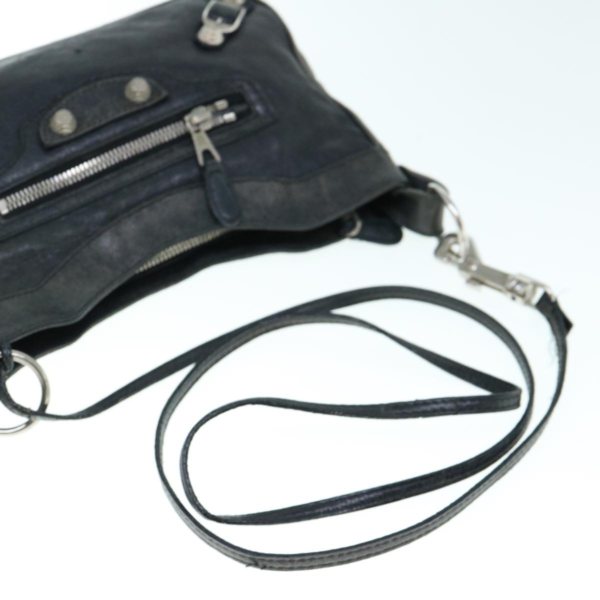BALENCIAGA Giant Hip Shoulder Bag Leather Black 237203 Auth