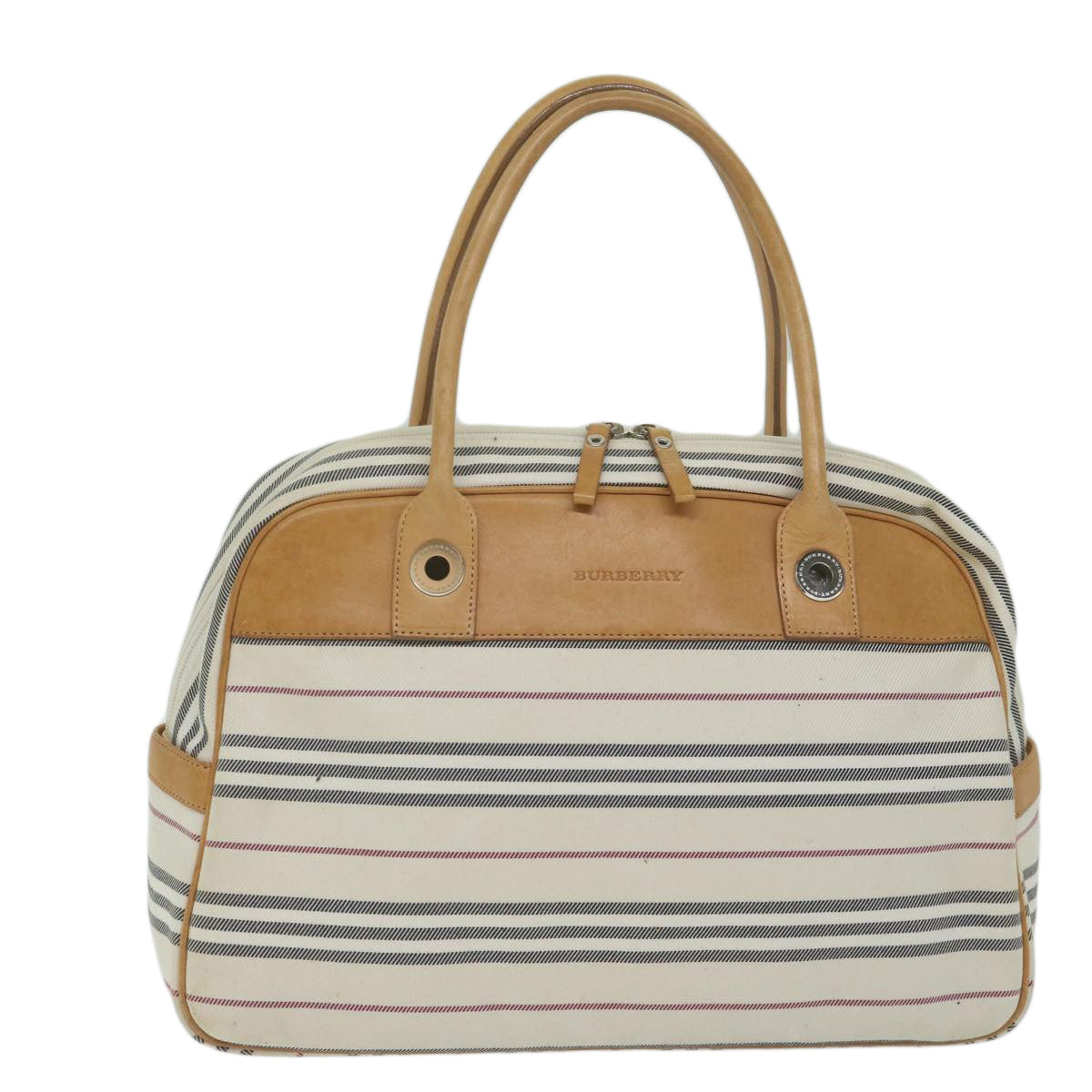 BURBERRY Shoulder Bag Canvas White Auth ep2687