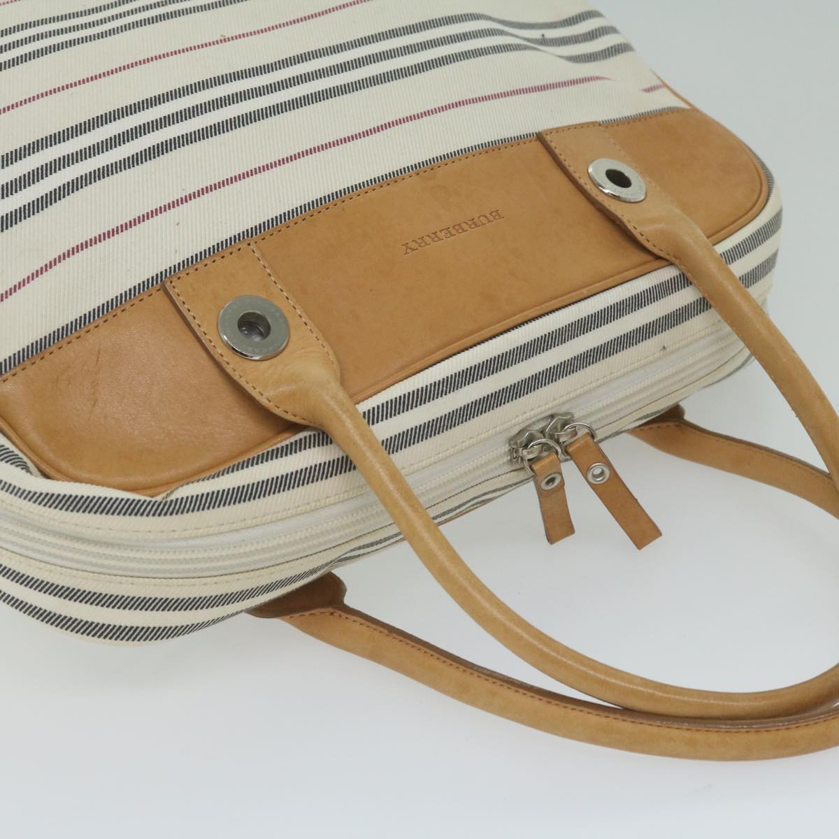 BURBERRY Shoulder Bag Canvas White Auth ep2687