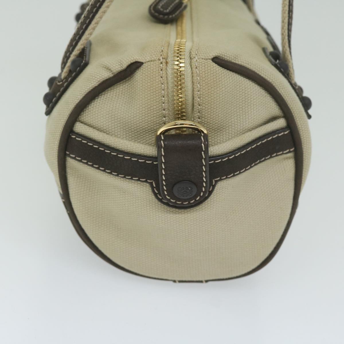 LOEWE Hand Bag Canvas Beige Auth ep2701