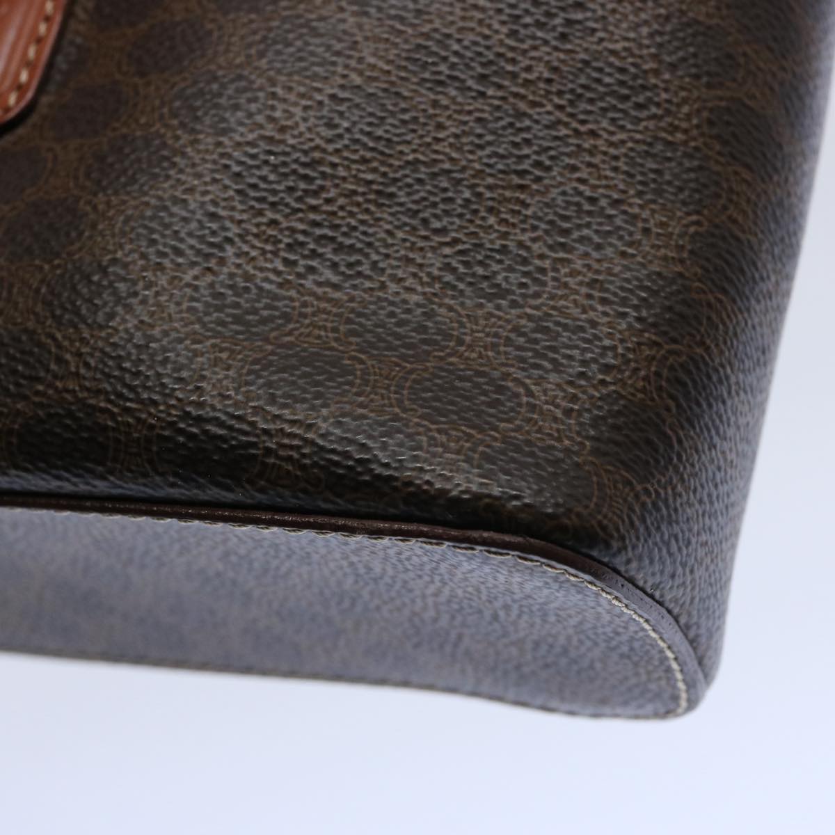 CELINE Macadam Canvas Hand Bag PVC Leather Brown Auth ep2706