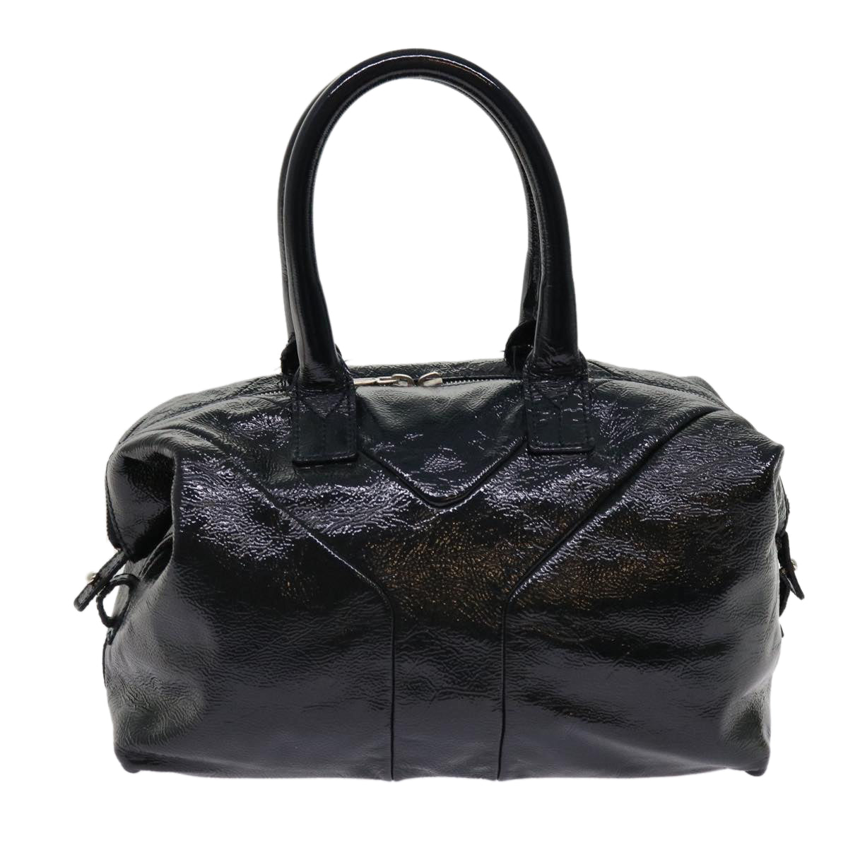 SAINT LAURENT Hand Bag Patent leather Black Auth ep2726 - 0