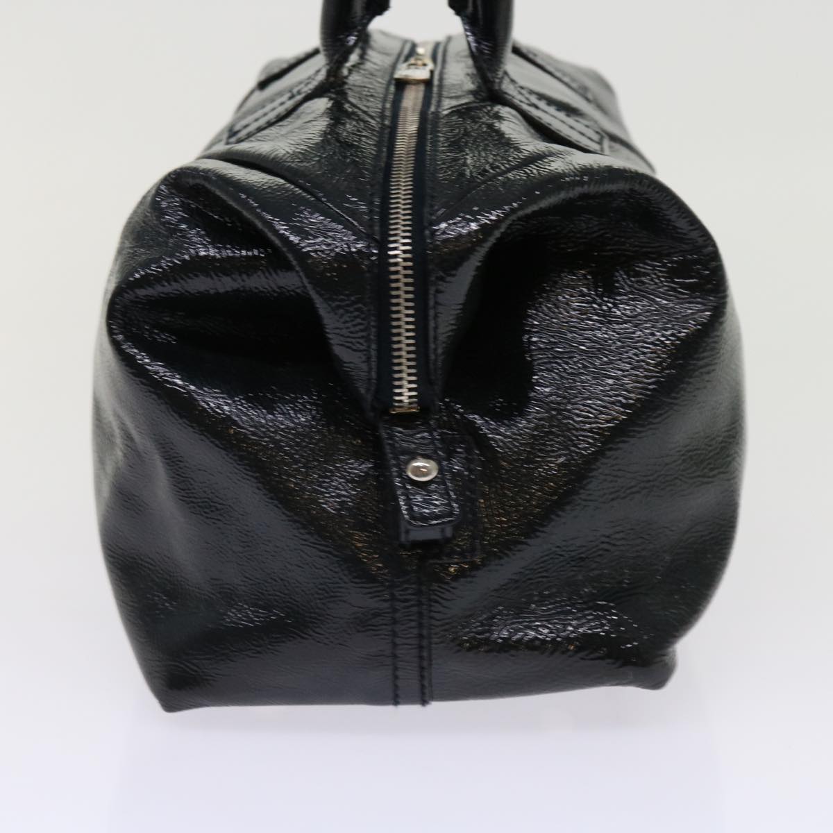 SAINT LAURENT Hand Bag Patent leather Black Auth ep2726
