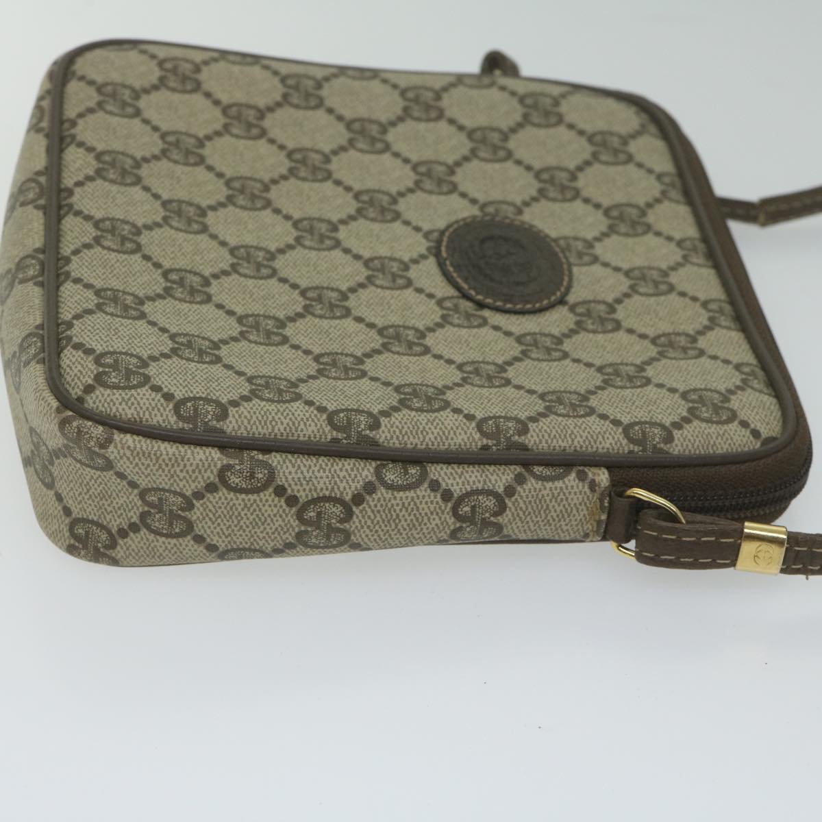 GUCCI GG Supreme Shoulder Bag PVC Leather Beige Auth ep2746