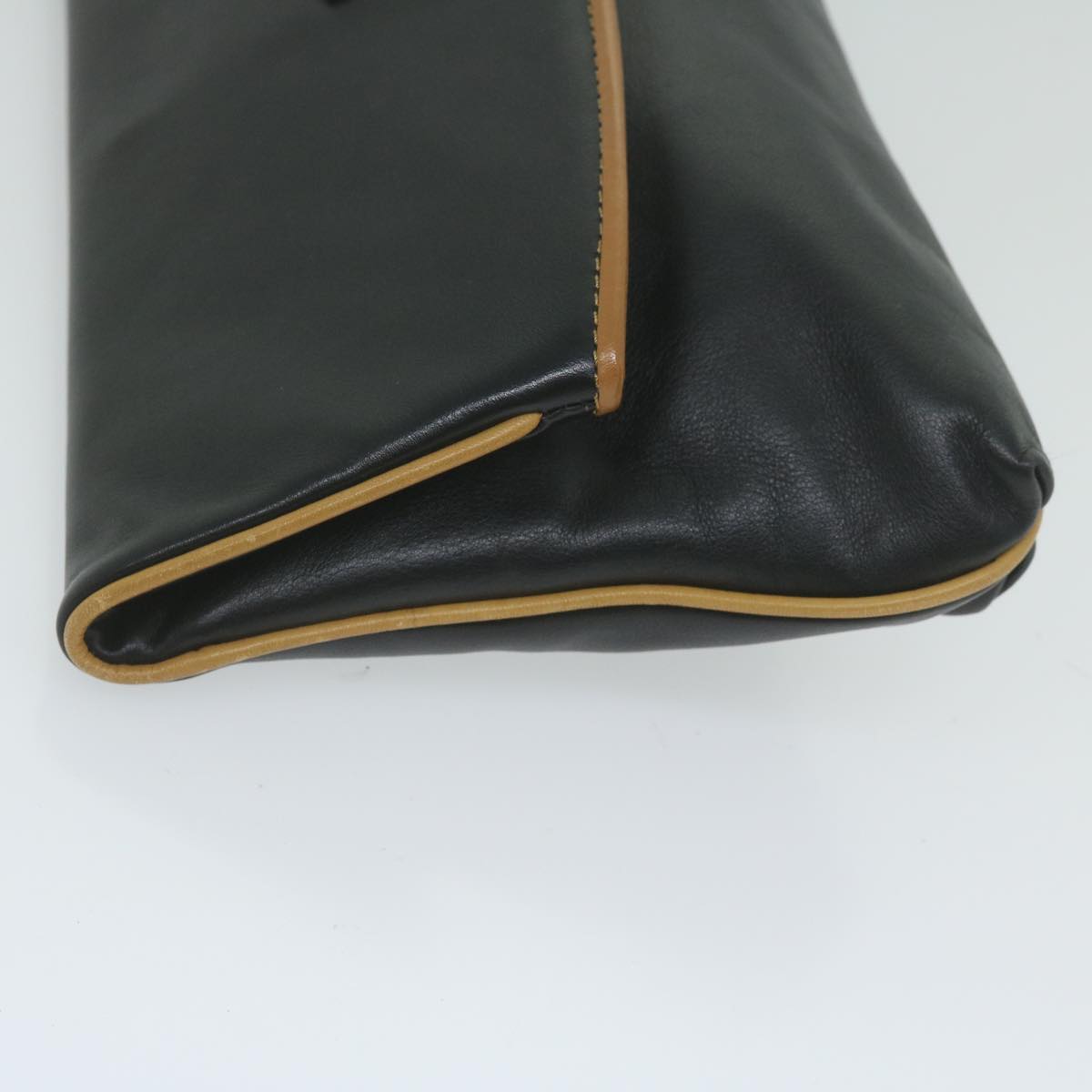 CELINE Clutch Bag Leather Black Auth ep2747