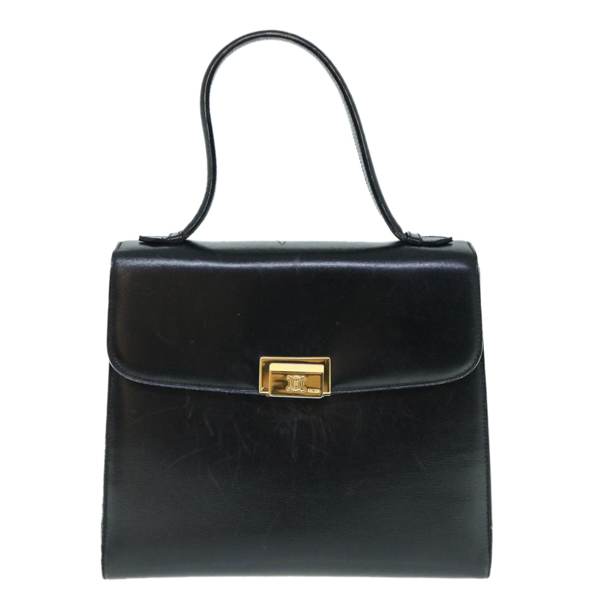 CELINE Hand Bag Leather Black Auth ep2763 - 0
