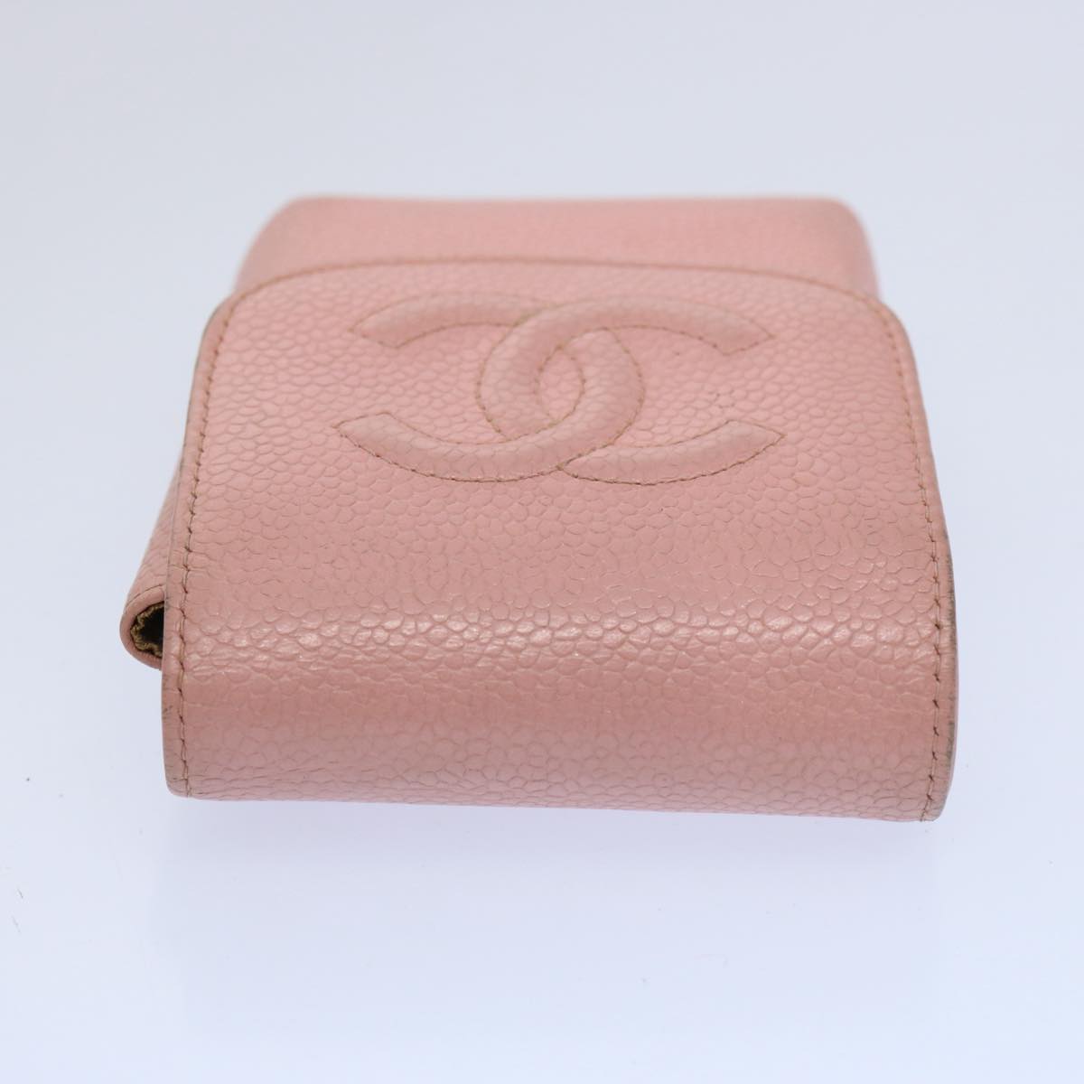 CHANEL Cigarette Case Caviar Skin Pink CC Auth ep2772