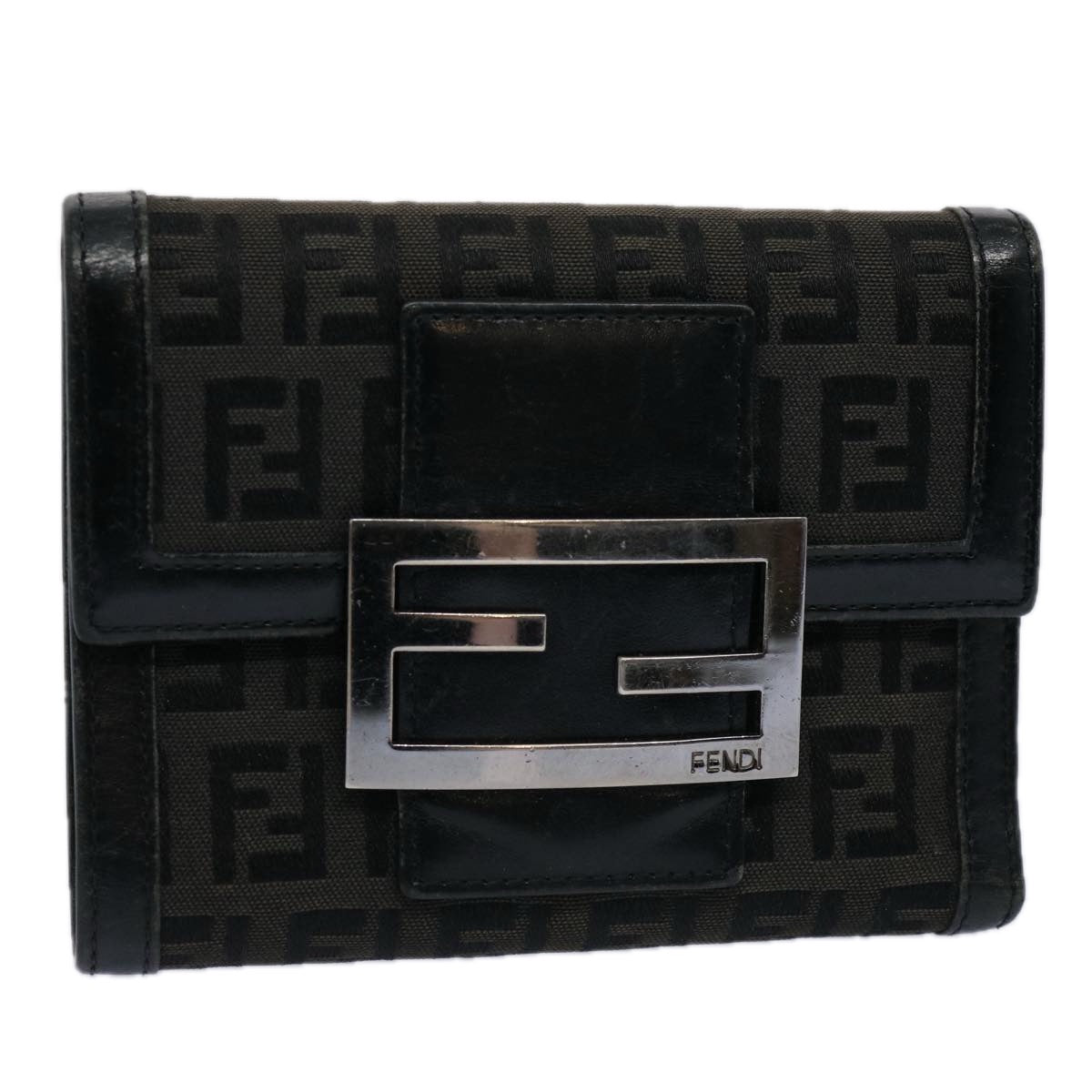 FENDI Zucchino Canvas Wallet Black Auth ep2773