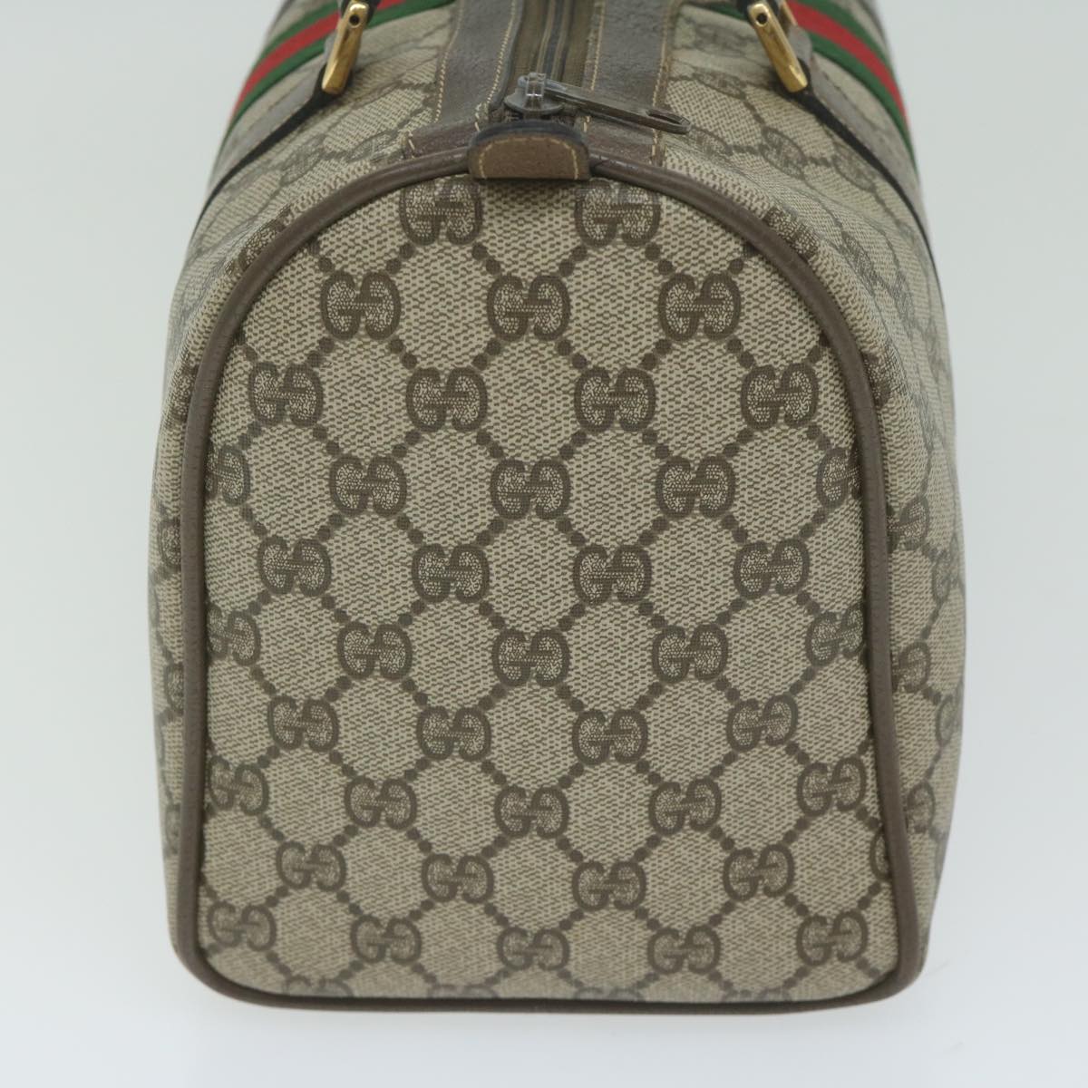 GUCCI GG Supreme Web Sherry Line Boston Bag Beige Red 69 02 007 Auth ep2784