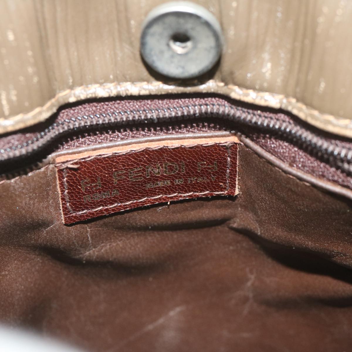FENDI Zucchino Canvas Shoulder Bag Brown Auth ep2817