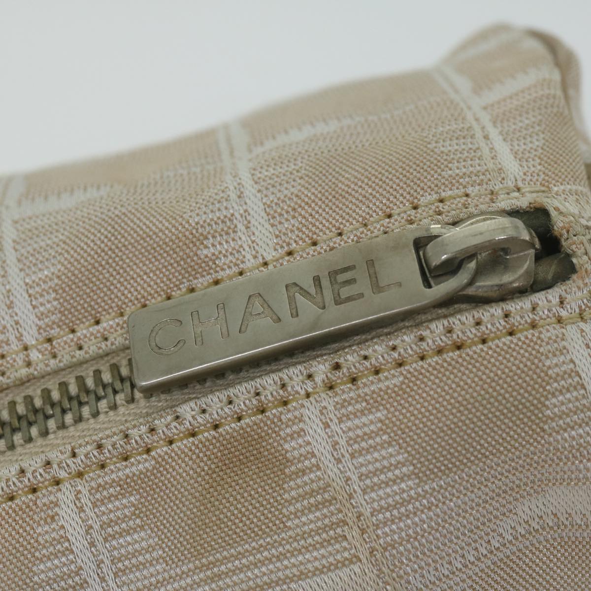 CHANEL New travel line Shoulder Bag Nylon Beige CC Auth ep2838