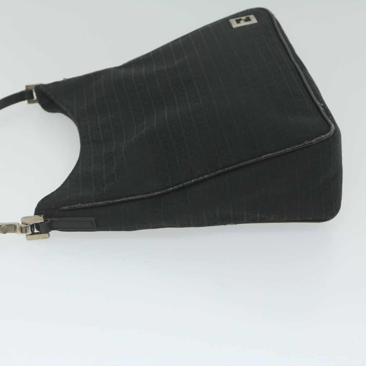 FENDI Zucchino Canvas Shoulder Bag Black Auth ep2840