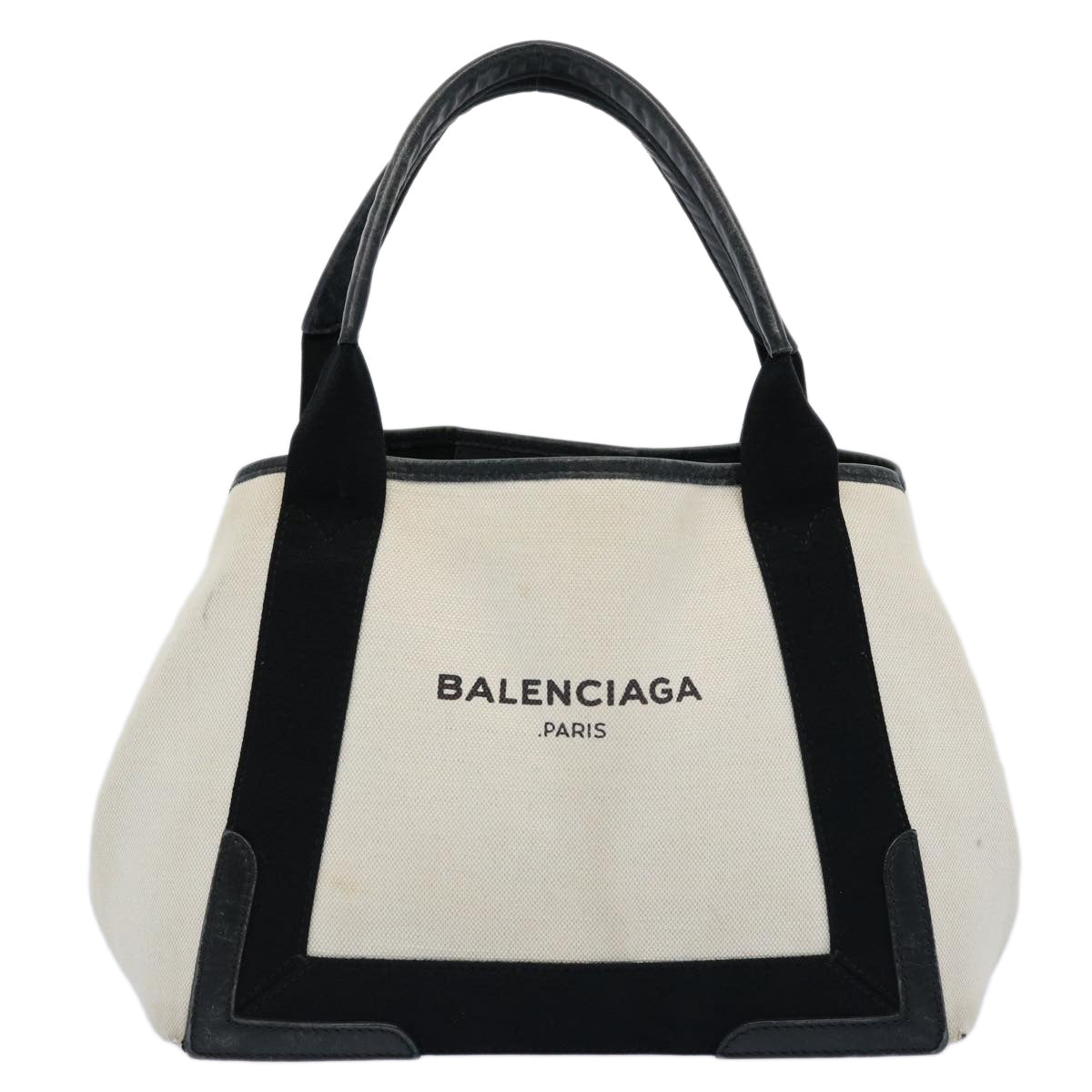 BALENCIAGA Tote Bag Canvas White Black 339933 Auth ep2845