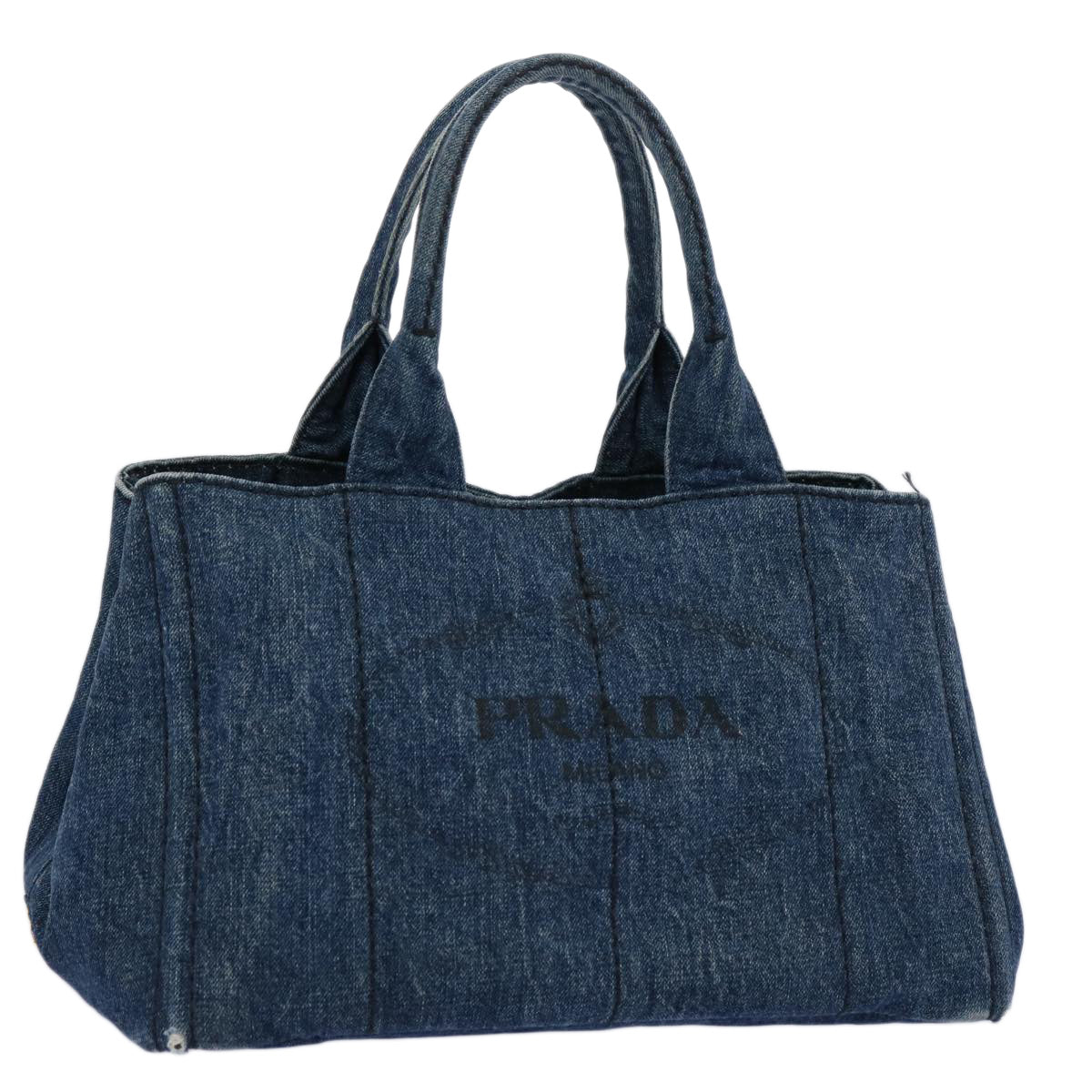 PRADA Canapa MM Hand Bag Canvas Blue Auth ep2855