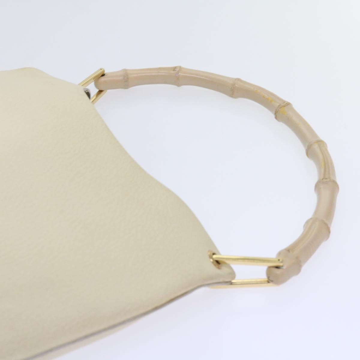 GUCCI Bamboo Shoulder Bag Leather Beige 001 2058 1881 0 Auth ep2857