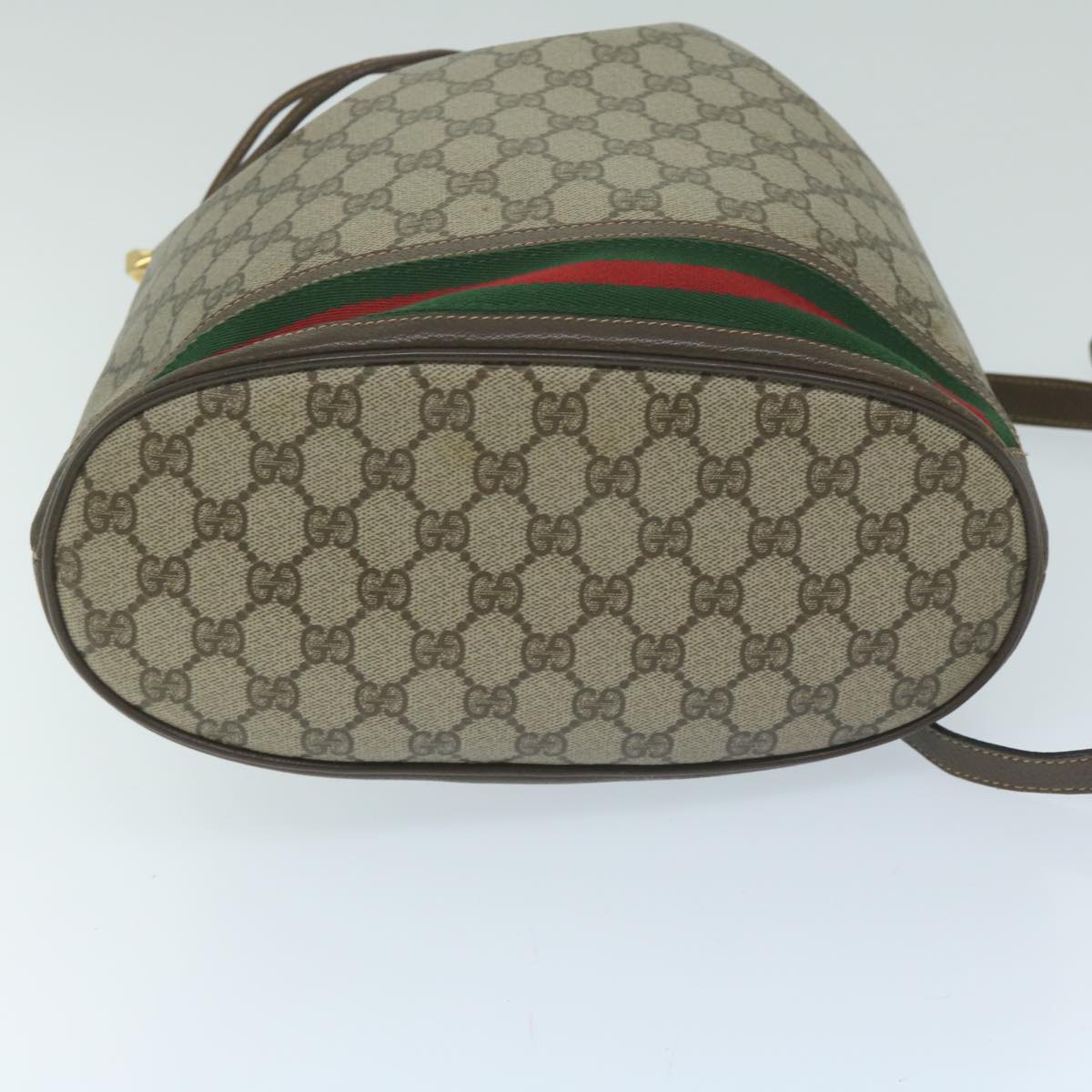 GUCCI GG Supreme Web Sherry Line Shoulder Bag Beige Red 164 02 085 Auth ep2875