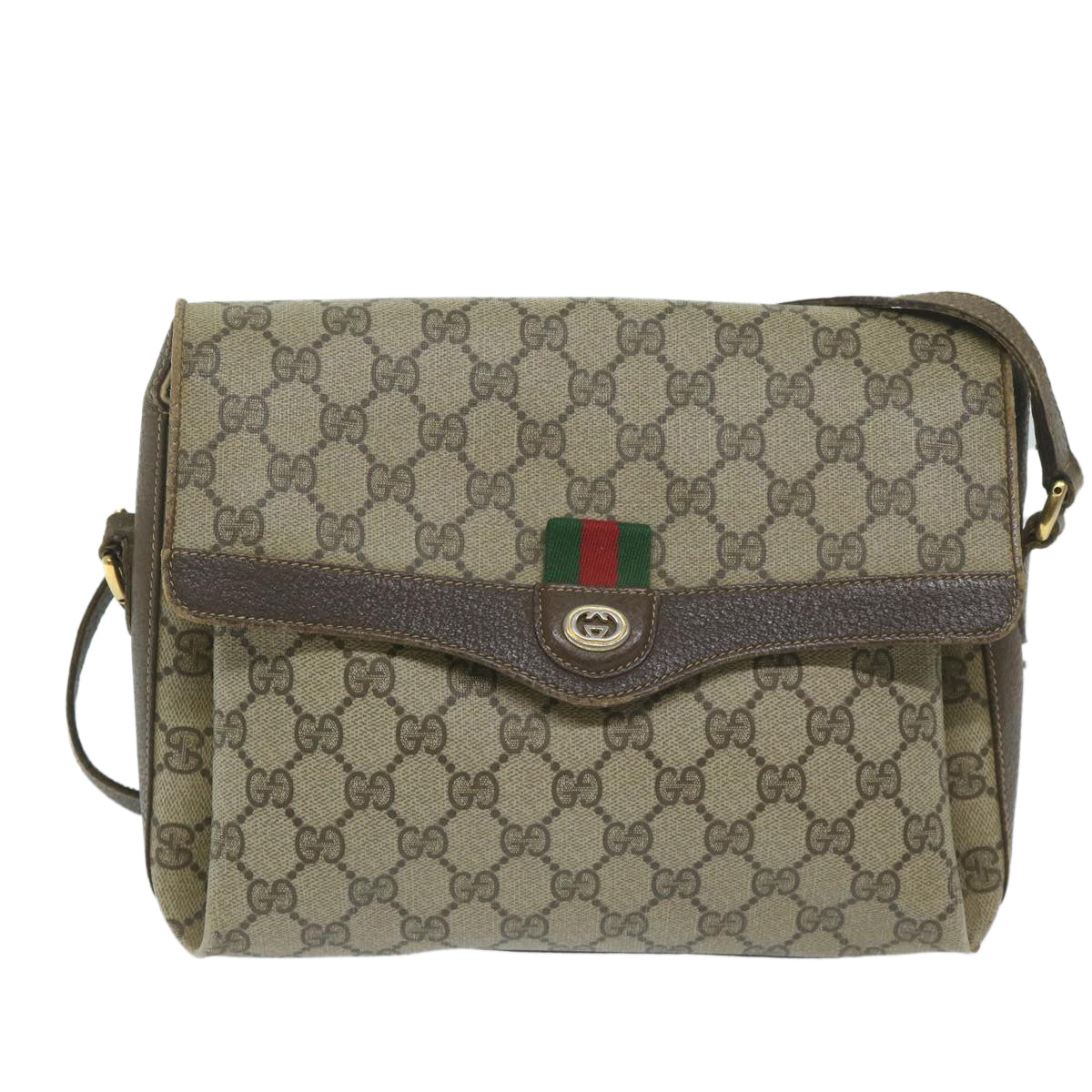 GUCCI GG Supreme Web Sherry Line Shoulder Bag Beige Red 904 02 084 Auth ep2885 - 0