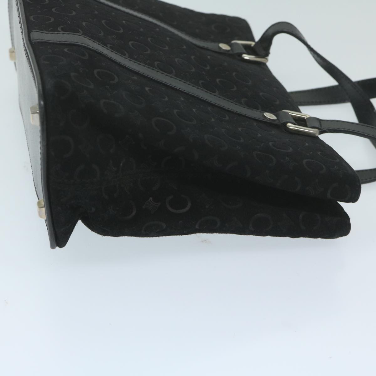 CELINE C Macadam Canvas Hand Bag Black Auth ep2899