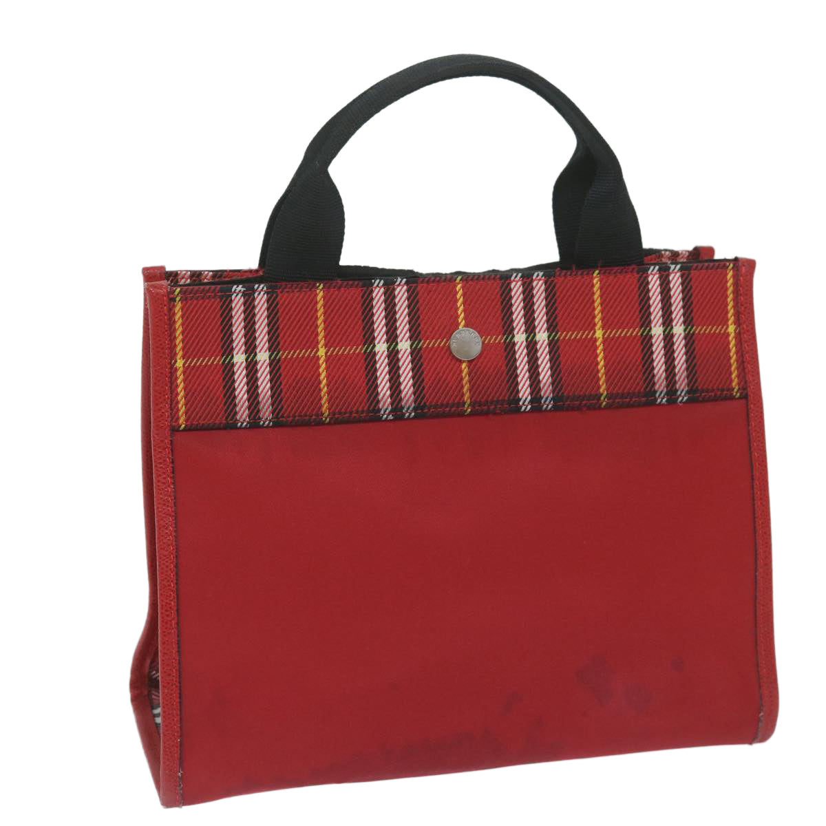 BURBERRY Nova Check Hand Bag Nylon Red Auth ep2927