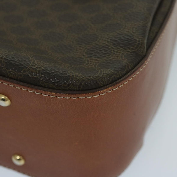 CELINE Macadam Canvas Hand Bag PVC Leather Brown Auth ep2930