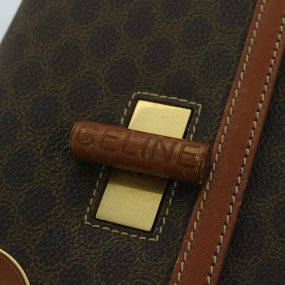 CELINE Macadam Canvas Hand Bag PVC Leather Brown Auth ep2930
