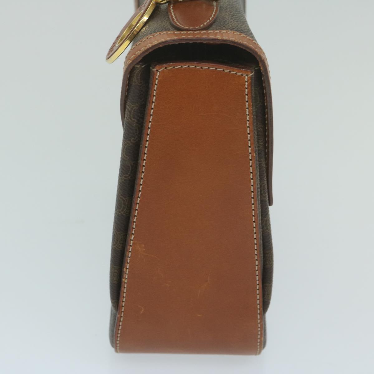 CELINE Macadam Canvas Hand Bag PVC Leather Brown Auth ep2930