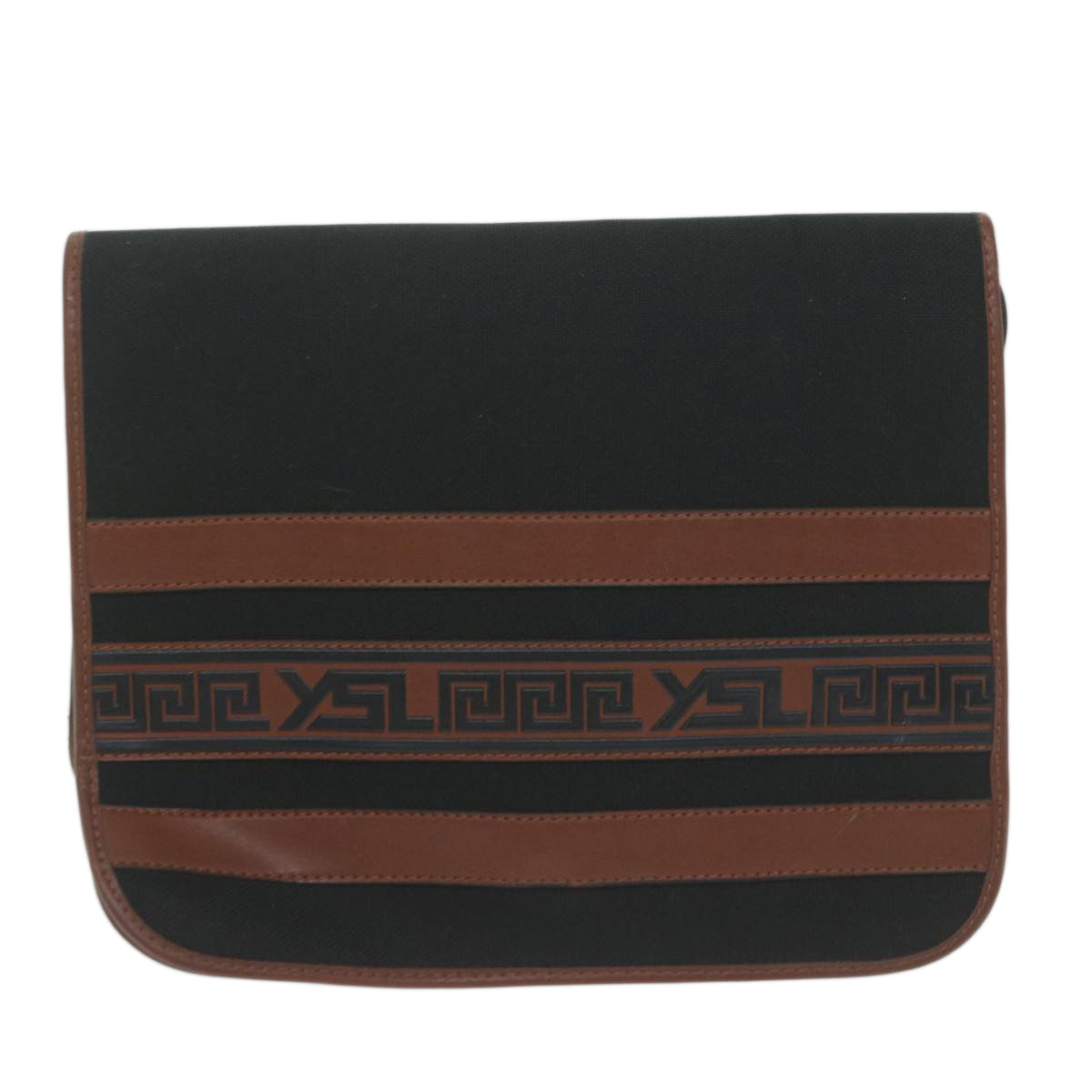 SAINT LAURENT Shoulder Bag Canvas Black Brown Auth ep2942 - 0