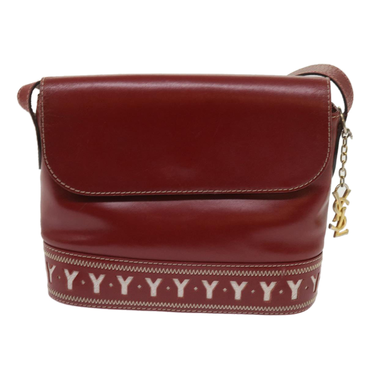 SAINT LAURENT Shoulder Bag Leather Red Auth ep2944 - 0