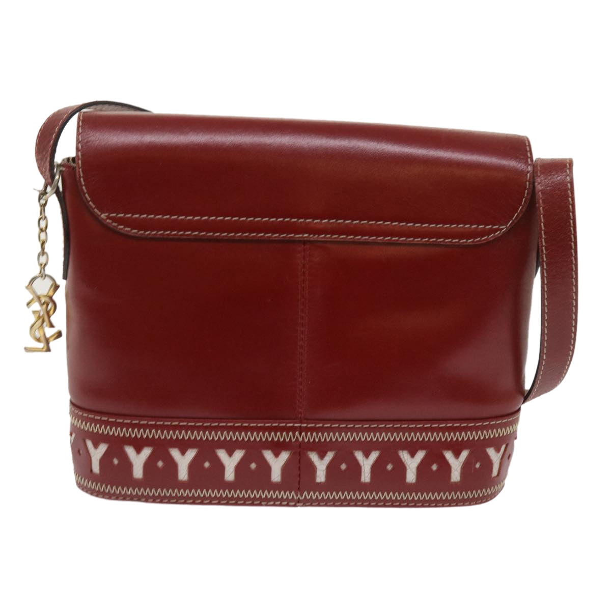 SAINT LAURENT Shoulder Bag Leather Red Auth ep2944