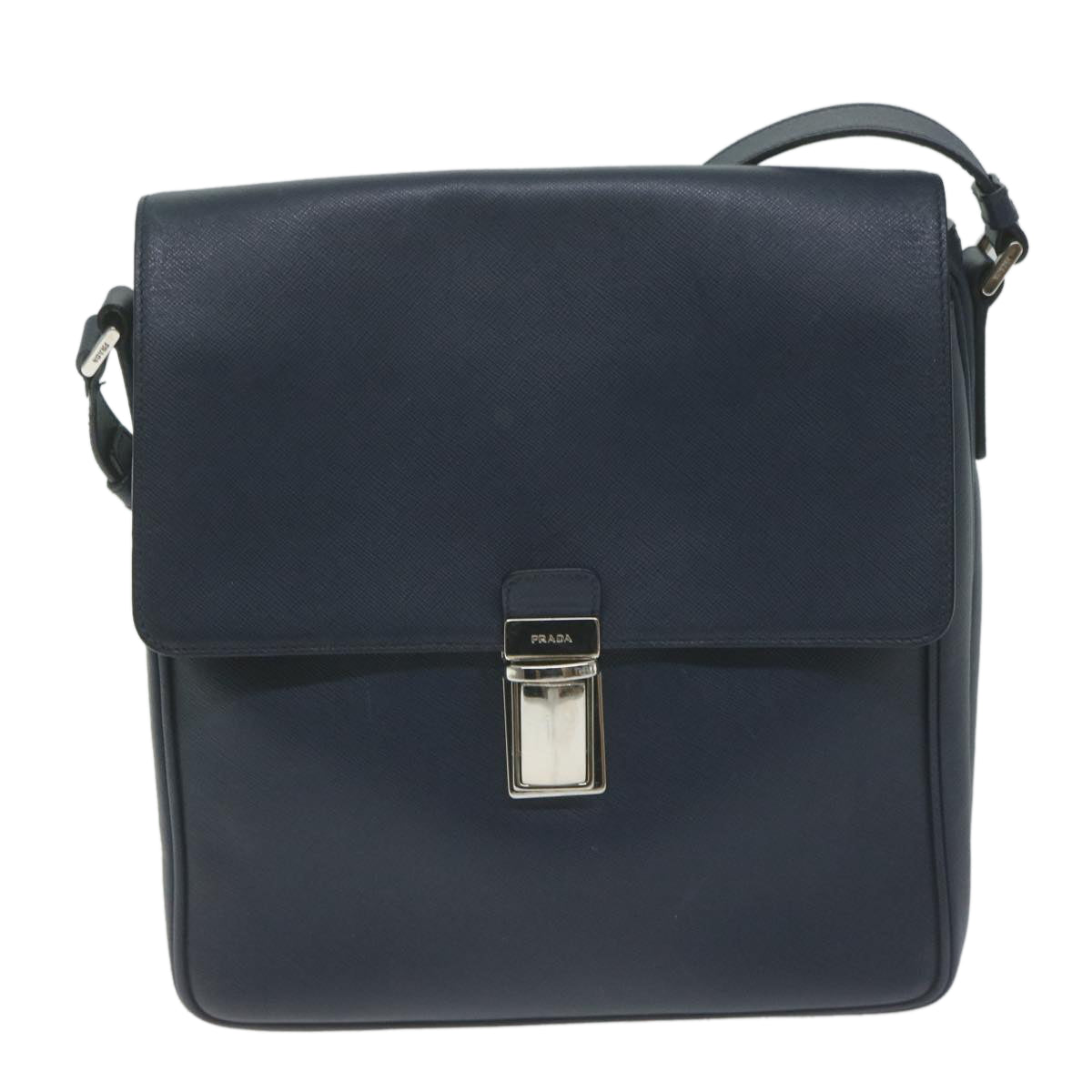 PRADA Shoulder Bag Safiano leather Navy Auth ep3022 - 0