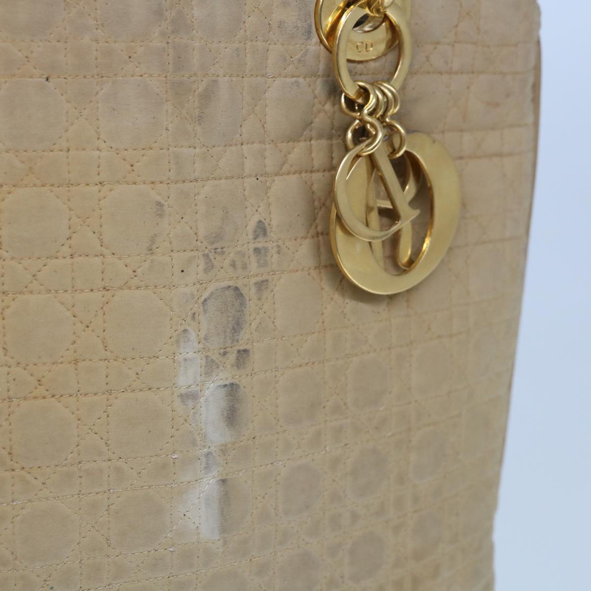 Christian Dior Canage Shoulder Bag Nylon Beige Auth ep3036