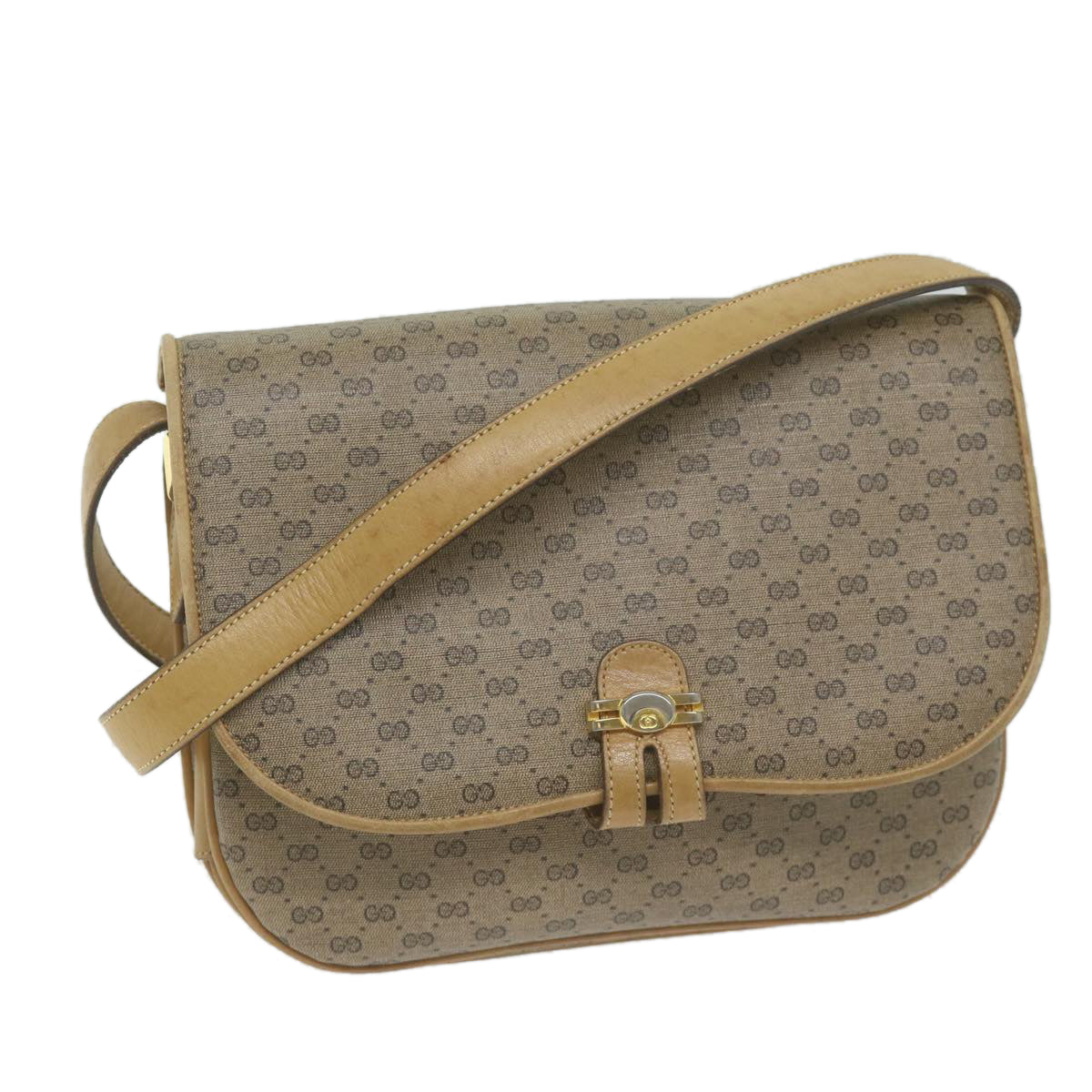 GUCCI Micro GG Supreme Shoulder Bag PVC Beige Auth ep3053