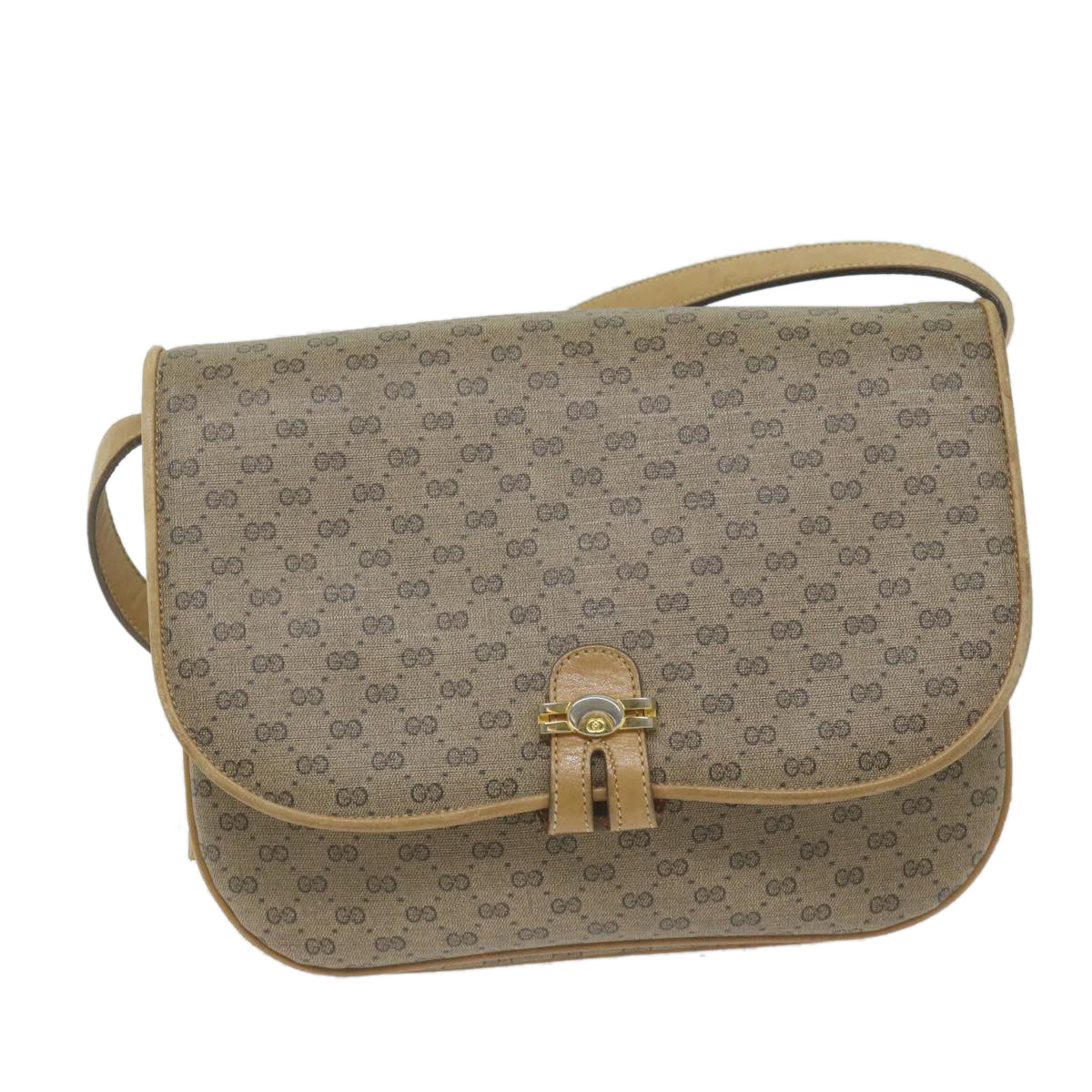 GUCCI Micro GG Supreme Shoulder Bag PVC Beige Auth ep3053