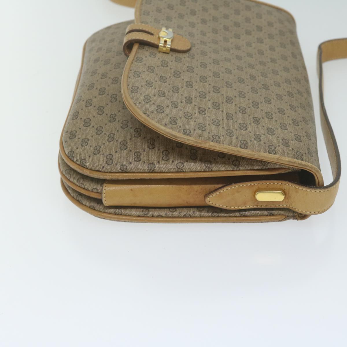 GUCCI Micro GG Supreme Shoulder Bag PVC Beige Auth ep3053