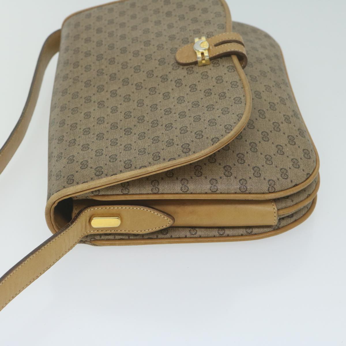 GUCCI Micro GG Supreme Shoulder Bag PVC Beige Auth ep3053