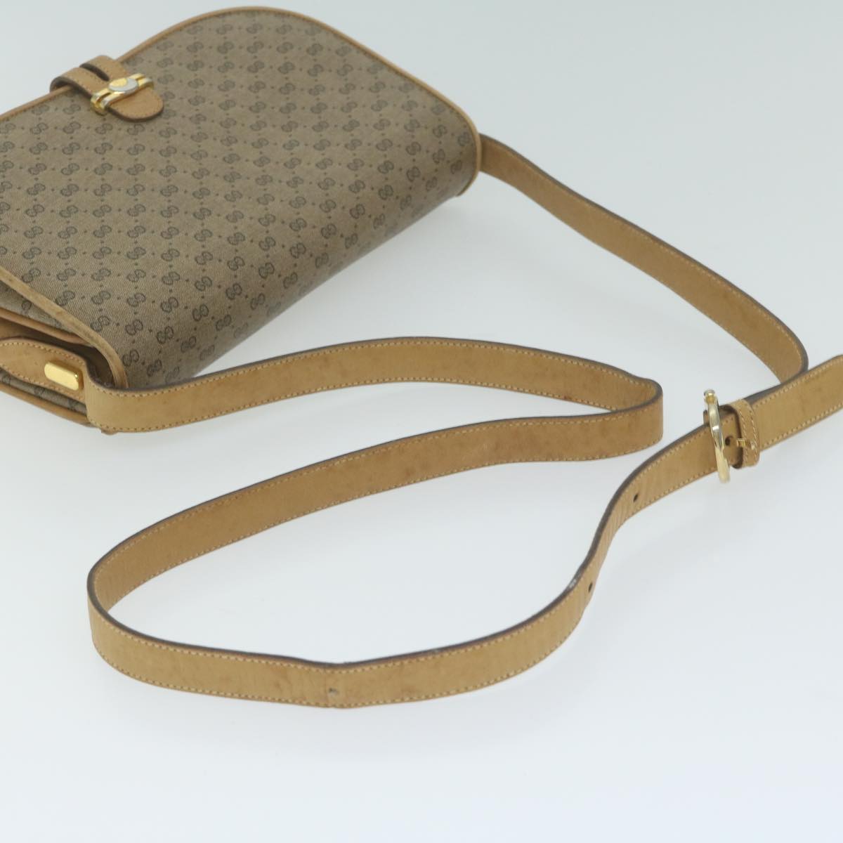 GUCCI Micro GG Supreme Shoulder Bag PVC Beige Auth ep3053