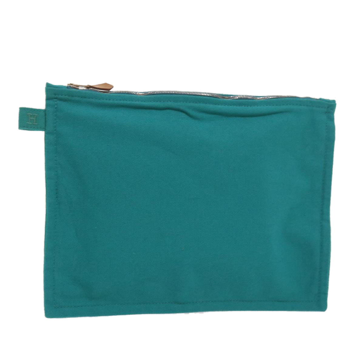 HERMES Pouch Canvas Turquoise Blue Auth ep3072
