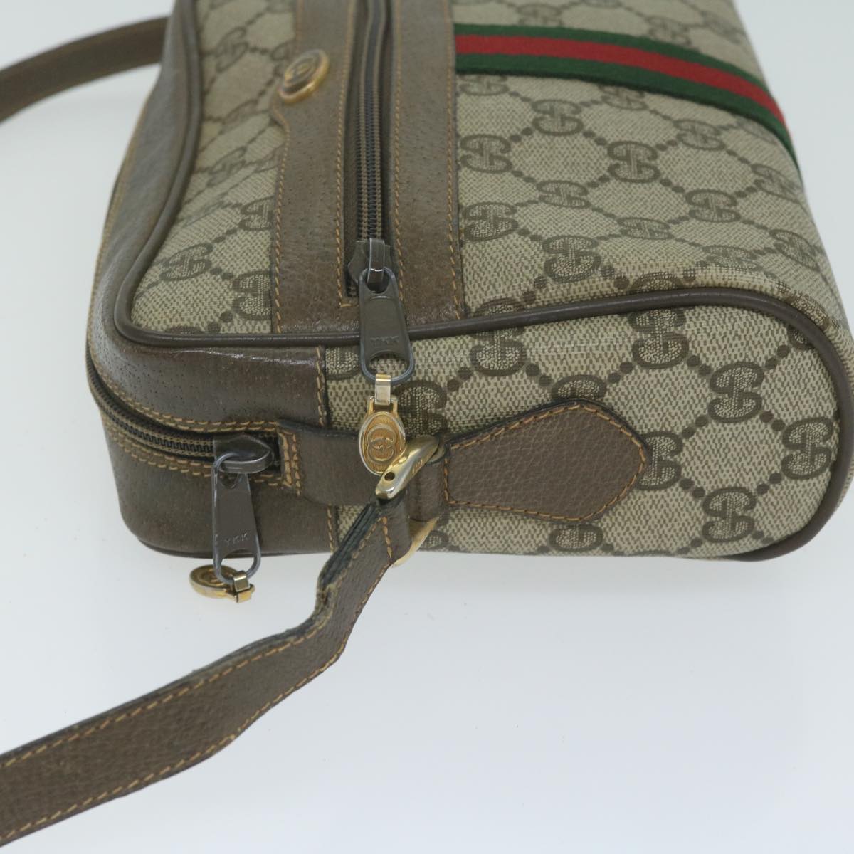 GUCCI GG Supreme Web Sherry Line Shoulder Bag Beige Red Green Auth ep3088